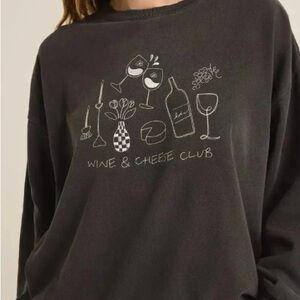 NEW Z SUPPLY Wine Club Sunday Graphic Sweatshirt
